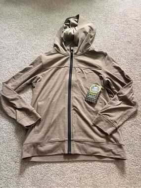 Athletic Works Olive-Taupe Hooded Moisture-Wicking Top